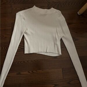 Garage White Ribbed Crop Top